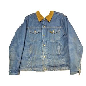 Vintage Saddle King Western Denim Jacket Size 40 Reg Cowboy Country Sherpa USA